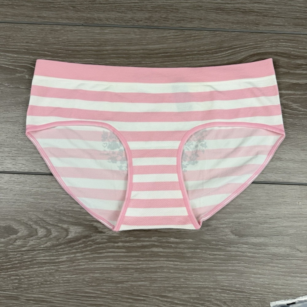 Torrid Women's Striped Heart Back Panties Pink White Size 0 New